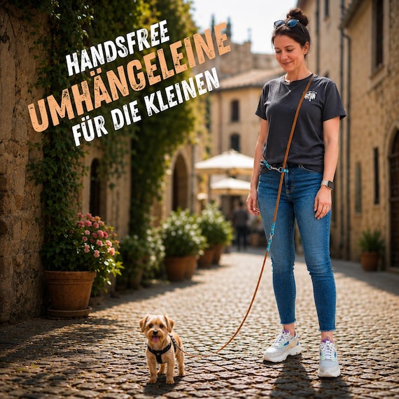 Biothane Handsfree MINI Dog Leash 2.5 m Adjustable Shoulder Leash for Small Dogs Lightweight Waterproof