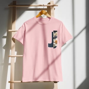 Camiseta con la letra J del alfabeto, unisex, para adultos, regalo personalizado, ropa informal, 50% algodón, 50% poliéster
