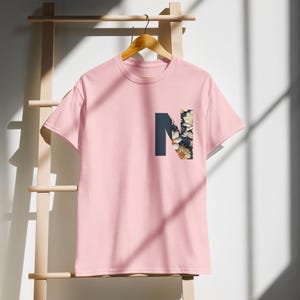 Camiseta con la letra N del alfabeto, ropa unisex para adultos, regalo personalizado, ropa informal, 50 % algodón, 50 % poliéster