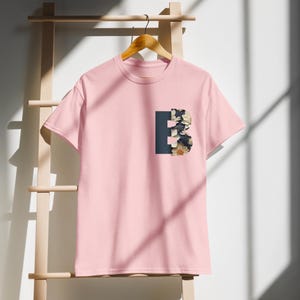Camiseta con la letra B del alfabeto, unisex, para adultos, regalo personalizado, ropa informal, 50% algodón y 50% poliéster.
