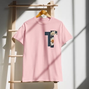 Camiseta con la letra T del alfabeto, ropa unisex para adultos, regalo personalizado, ropa informal, 50 % algodón, 50 % poliéster