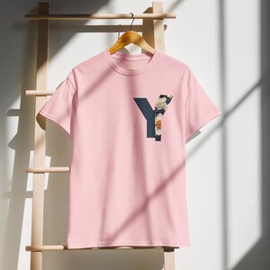 Alphabet Buchstabe Y T-Shirt, Unisex Kleidung für Erwachsene, personalisiertes Geschenk, Freizeitkleidung, 50 Baumwolle / 50 Polyester