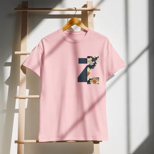 Alphabet Buchstabe Z T-Shirt, Unisex Kleidung für Erwachsene, personalisiertes Geschenk, Freizeitkleidung, 50 Baumwolle / 50 Polyester
