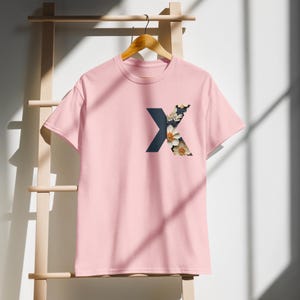 Camiseta con la letra X del alfabeto, ropa unisex para adultos, regalo personalizado, ropa informal, 50 % algodón, 50 % poliéster