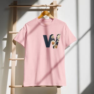 Camiseta con la letra W del alfabeto, ropa unisex para adultos, regalo personalizado, ropa informal, 50 % algodón, 50 % poliéster