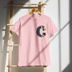 Camiseta con la letra C del alfabeto, unisex, para adultos, regalo personalizado, ropa informal, 50% algodón, 50% poliéster