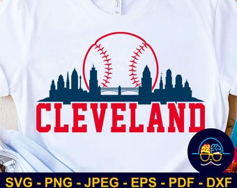 Cleveland Baseball SVG, Cleveland Skyline SVG, Design della maglietta della squadra di baseball SVG, File di taglio per Cricut e Silhouette, Download digitale