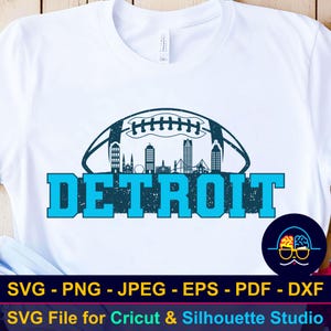 Detroit Football Skyline SVG-bundel | Bestand knippen voor Cricut & Silhouette | City Skyline T-shirt Design Sportteam Clipart | Direct downloaden