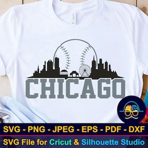 Chicago Baseball Stadt Skyline SVG | Chicago Baseball Team Shirt SVG | Spiel Tag svg | Cut Datei für Cricut & Silhouette | DIY Sport Geschenk