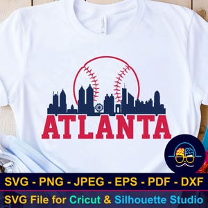 Atlanta Baseball Stadt Skyline SVG | Atlanta Baseball Team Shirt SVG | Spiel Tag svg | Cut Datei für Cricut & Silhouette | DIY Sport Geschenk