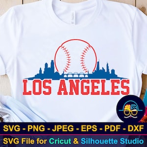 Silueta de la ciudad de béisbol de Los Ángeles SVG / Camiseta del equipo de béisbol de Los Ángeles SVG / Día del juego / Archivo de corte para Cricut y Silhouette / Regalo deportivo DIY