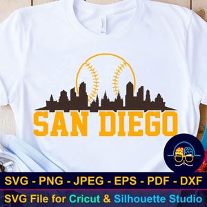 San Diego Baseball Stadt Skyline SVG | San Diego Baseball Team Shirt SVG | Spiel Tag svg | Cut Datei für Cricut & Silhouette | DIY Sport Geschenk