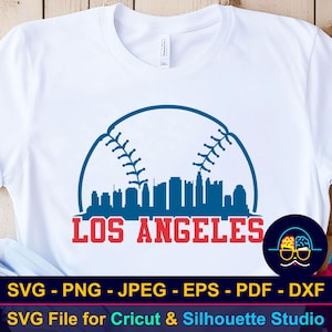 Los Angeles Baseball SVG, Los Angeles Skyline SVG, Baseball Team Shirt Design SVG, Cut File for Cricut & Silhouette, Digital Download