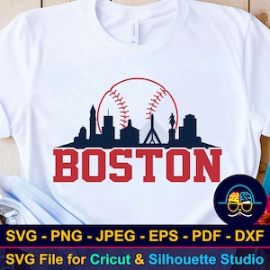 Silueta de la ciudad de béisbol de Boston SVG / Camiseta de béisbol de Boston SVG / Archivo de corte de Cricut y Silhouette / Clipart de deporte de equipo de béisbol / Archivo digital