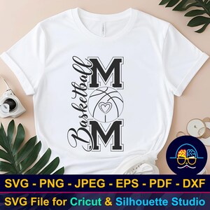 Silueta de mamá de baloncesto SVG / Logotipo digital para camisetas / Archivo de corte Cricut y Silhouette / Diseño de mamá deportista / Arte de fanático del baloncesto