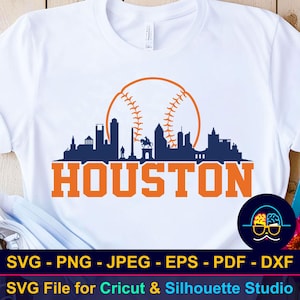 Houston Baseball Stadt Skyline SVG | Houston Baseball Team Shirt SVG | Spiel Tag svg | Cut Datei für Cricut & Silhouette | DIY Sport Geschenk