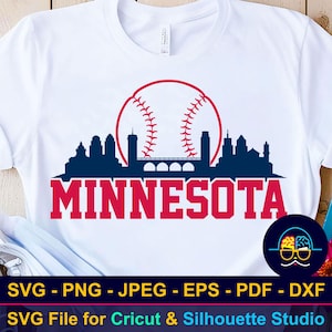 Minnesota Baseball SVG, Minnesota Skyline SVG, Baseball Team Shirt Design SVG, Cut File for Cricut & Silhouette, Digital Download
