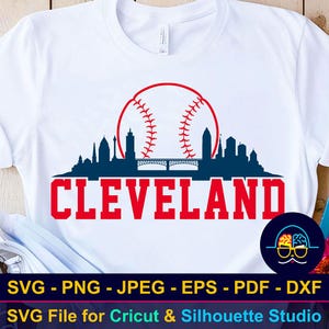 Horizon de la ville de baseball de Cleveland SVG | Chemise de l'équipe de baseball de Cleveland SVG | Game Day svg | Couper le fichier pour Cricut & Silhouette | Cadeau sport à faire soi-même