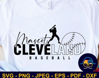 Mascotte del baseball di Cleveland SVG, Clipart dello spirito scolastico (download digitale)