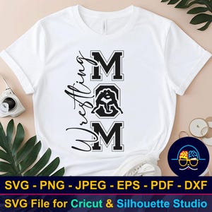 Silueta de mamá luchadora SVG / Logotipo digital para camisetas / Archivo de corte Cricut y Silhouette / Diseño de mamá deportista / Arte de fanático de la lucha libre