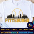 Pittsburgh Baseball SVG, Pittsburgh Skyline SVG, Baseball Team Shirt Design SVG, Cut File for Cricut & Silhouette, Digital Download product logo