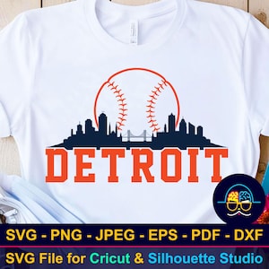 Detroit Baseball Stadt Skyline SVG | Detroit Baseball Team Shirt SVG | Spiel Tag svg | Cut Datei für Cricut & Silhouette | DIY Sport Geschenk