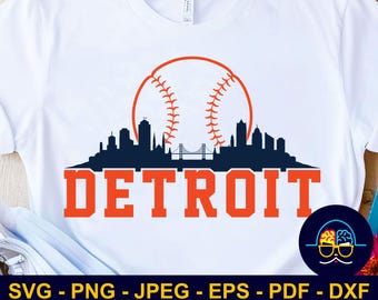 Detroit Baseball City Skyline SVG | Detroit Baseball Team Shirt SVG | Game Day svg | Cut File for Cricut & Silhouette | DIY Sports Gift
