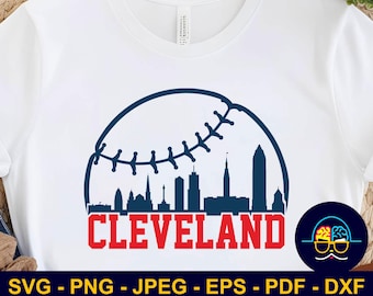 Cleveland Baseball SVG, Cleveland Skyline SVG, Design della maglietta della squadra di baseball SVG, File di taglio per Cricut e Silhouette, Download digitale