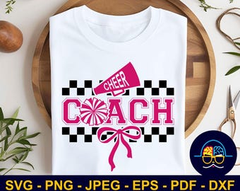 Cheer Coach SVG, Cheerleader Clipart, Pom Pom SVG, Cheerleading Cut File for Cricut & Silhouette, Digital Download