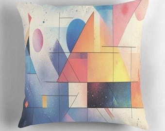 Cojín o funda de cojín con pintura abstracta en tonos pastel