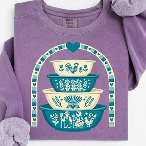 Thrifted Pilgrim Blue Pyrex PNG, Vintage Butterprint Amish Pattern Digital Download