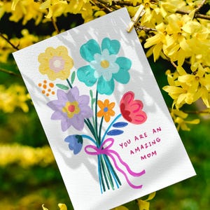 Carte imprimable Vous êtes une maman extraordinaire, Carte numérique pour la fête des Mères, Carte de voeux, Carte florale, Carte d'amour, Carte vierge imprimable, Carte pliable
