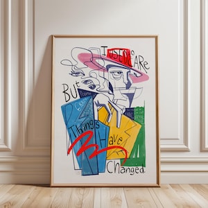 Dinge haben sich geändert Song Vintage Poster, Vintage Musik Poster, Lyrics Art, Hand gezeichnetes Retro Illustration Poster, Funky Musik Decor