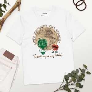 World Map T-Shirt Unisex Organic Cotton Travel Tee Gift for Wanderlust Short Sleeve Eco-Friendly Hobby Apparel - Adventure Lover Clothing