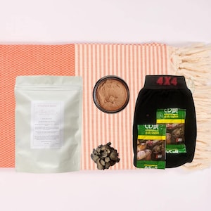 Moroccan Hammam Ritual Set: Beldi Soap, Ghassoul Clay & Kessa Glove
