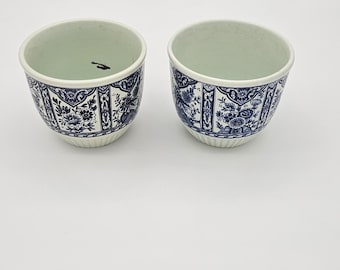 Zestaw 2 zabytkowych misek Delft Blue Floral – ceramika holenderska