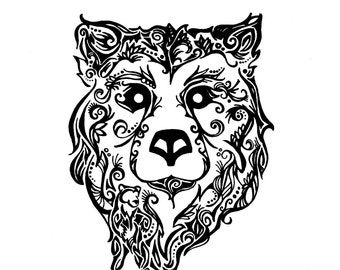 Downloadable Tribal Grizzly Bear Print