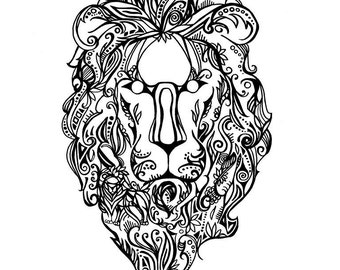 Downloadable Tribal Lion Print