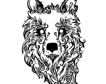 Downloadable Tribal Wolf Print