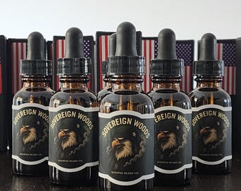 Sovereign Woods - Huile à barbe parfumée - Parfumée sapin baumier, cèdre de l'Atlas, vétiver et pin