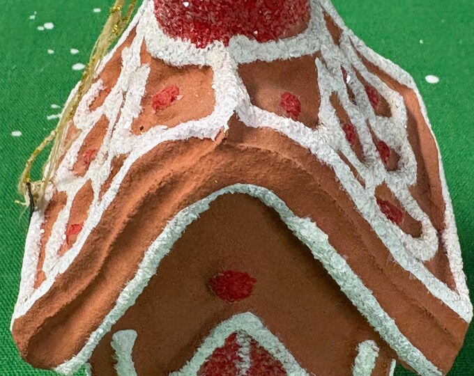 Vintage Decorated Styrofoam Gingerbread House Ornament: NOS, Japan