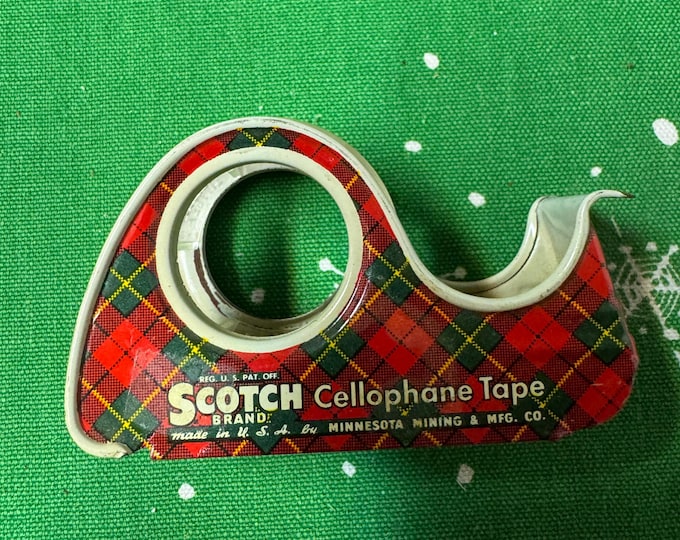 Vintage 3 M Scotch Plaid Cellophane Tape Dispenser, Made in USA, 1950