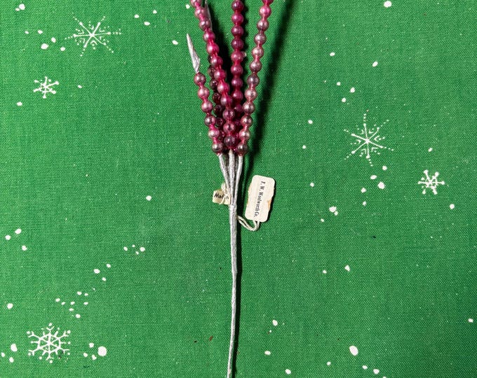 Vintage Woolworth Pink Mercury Glass Bead Pick: Label, Japan