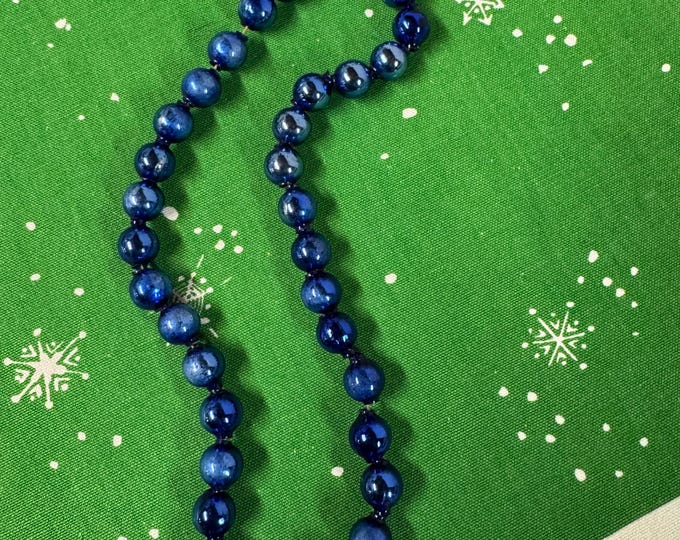 Vintage Royal Blue Mercury Glass Bead Garland: 20” long, 1/2” bead size