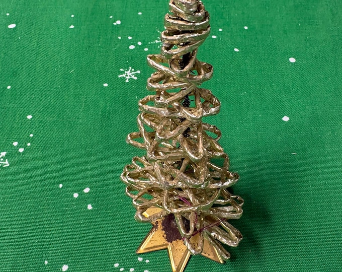Vintage German Gold Twisted Foil Wire Christmas Tree: unmarked, West Germany
