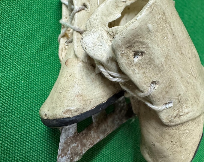 Vintage 1900s Set of Composite Ice Skates: Unmarked, 2 x 1 inches