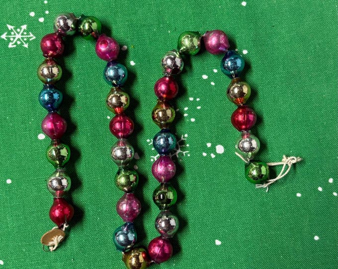 Vintage Multi-Color Mercury Glass Bead Garland: 5/8 inches, 19 inches, 1950, No Label