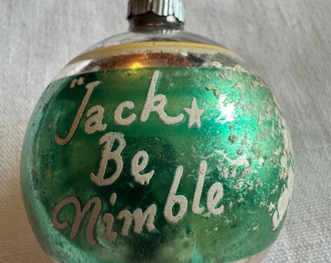 Vintage Shiny Brite Jack Be Nimble Ornament: 3 inches, 1953, Made In USA