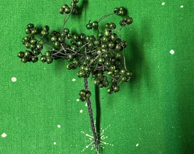Vintage Green Mercury Bead Corsage and Package Picks: Japan