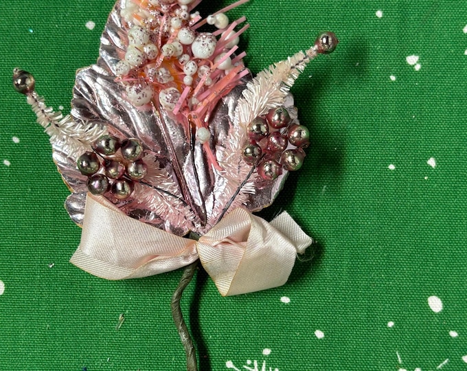 Vintage Pink Christmas Corsage Craft or Package Tie: Japan